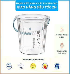 Xô trong 10L Hokori 5228, Xô đựng nước trong suốt, Xô đựng đá có quai xách trong suốt dày dặn Việt Nhật - Hàng Việt Nam
