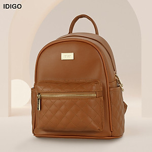 Balo da nữ đi chơi, ba lô công sở họa tiết chần trám ngăn trước IDIGO FBP2 - 4322