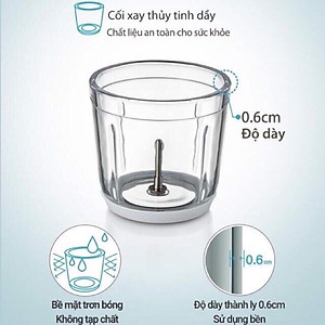 Máy Xay Đồ Ăn Dặm Cho Bé 6 Lưỡi Cối Thuỷ Tinh Hàng Nội Địa Trung Bản Cao Cấp Siêu Mịn Tiện Dụng - Tặng Kèm Dụng Cụ Rửa Máy-Hàng Chính Hãng 