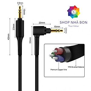 Dây cáp âm thanh UAX 3.5mm tròn mạ vàng  2 đầu dùng cho tai nghe SONY, BOSE,JBL ,Yamaha,.... Hàng chính hãng