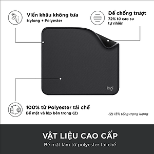 Miếng lót chuột Logitech Studio Series - Đế cao su chống trượt, lướt dễ dàng, bề mặt chống đổ tràn, bền bỉ, nhỏ gọn, hiện đại - Hàng Chính Hãng