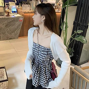 [L2M] Áo khoác len nữ cardigan dệt kim CHOÀNG NGANG LƯNG tay dài che khuyết điểm dễ phối đồ Quảng Châu