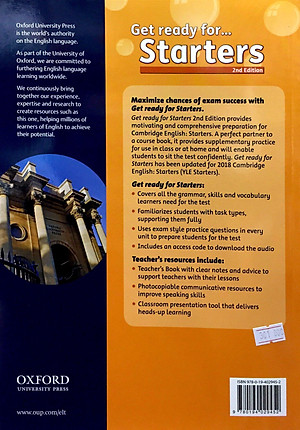 Sách GET READY FOR STARTERS: SB WITH DOWNLOADABLE AUDIO: MAXIMIZE CHANCES OF EXAM