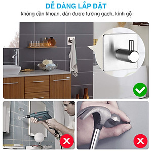 Combo 4 móc dán tường inox 304 HOBBY Home Decor TV160-4 có keo dán