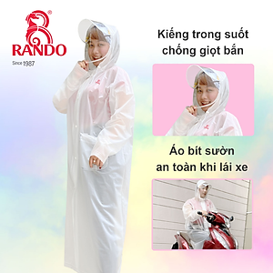 Áo Mưa Rando Trong Suốt 1 Đầu Có Kính Khẩu Trang 