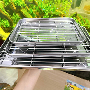 Khay Nướng Inox TOKDODO Kèm Vỉ Hấp Dùng Để Nướng Bánh , Thực Phẩm, Up Cốc Tiện Dụng