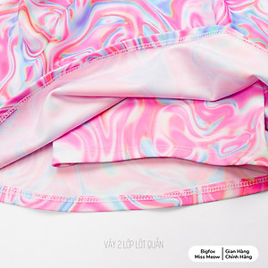 Đồ bơi cho bé gái Bigfox Miss Meow, dáng váy liền vải thun co dãn, màu hồng size đại cỡ trẻ em 90,120,150,160 11-35kg