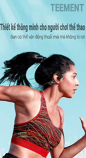 Tai Nghe Dẫn Khí Qua Xương Cao Cấp Teement Tai Nghe Bluetooth Không Dây Dành Cho Thể Thao Và Chạy Bộ - Hàng Chính Hãng