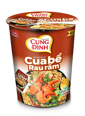 Thùng 24 Ly Mì Khoai Tây Cung Đình Hương Vị Cua Bể Rau Răm (65g/Ly)