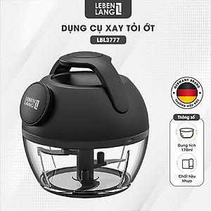 Dụng cụ xay tỏi ớt, thực phẩm Lebenlang LBL3777, 170ml, lưỡi dao 3 cánh sắc bén, dây kéo rút tiện lợi - hàng chính hãng