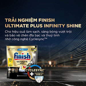Viên rửa chén bát hương chanh Finish Ultimate plus All in 1, túi 33 viên - Dòng siêu cao cấp