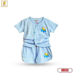 Bộ sơ sinh ngắn tay Babiboo quần áo sơ sinh cho bé cotton tự nhiên - BBC32