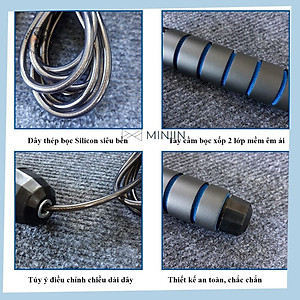 Dây Nhảy Tập Thể Dục Thể Thao Tập Gym Lõi Cáp Bọc Cao Su Cao Cấp 2,7m Có Thể Điều Chỉnh Độ Dài Theo Chiều Cao- Hàng Loại 1 Chính Hãng MINIIN