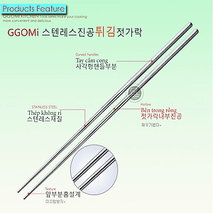 Đũa dài inox GGOMi Hàn Quốc GG678 36cm xào nấu thực phẩm, được hút chân không siêu nhẹ