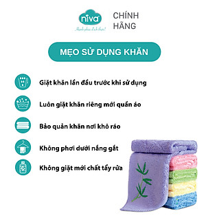 Khăn Mặt Sợi Tre 100% Niva WP1 Thấm Hút Vượt Trội An Toàn Cho Da, Trơn Kích Thước 280x480 mm