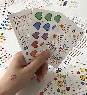 770 Hình xăm dán tatoo mặt cười icon emoji vui nhộn võ tắc thiên dán tay mặt trán