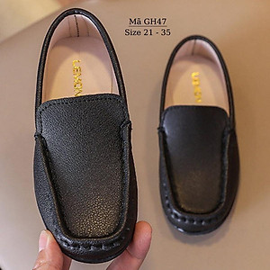 Giày lười cho bé trai moca mọi đen phù hợp cho trẻ em 1 2 3 4 5 6 7 8 tuổi da mềm êm chân kiểu dáng hiện đại mặc vest thời trang đi học đi chơi NHÍM SHOP GH47