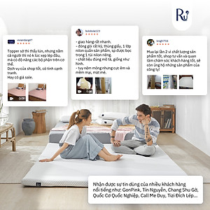 Nệm Foam Topper Ru9 Cao Cấp | 2 Lớp Foam Giúp Nâng Đỡ và Êm Ái | Dễ Dàng Di Chuyển | 7 Kích Thước