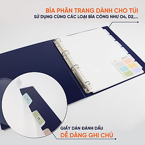 Bìa Phân Trang AO+ Nhựa PP/ A4 (Bộ 6 Tab Phân Mục) Kèm Giấy Dán
