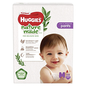 Tã Quần Huggies Platinum Nature Made Size M (58 Miếng)
