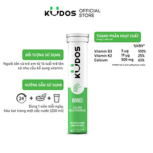 Thực phẩm bảo vệ sức khỏe KUDOS BONE HEALTH CALCIUM, D3 & VITAMIN K2 (20 viên/tuýp)