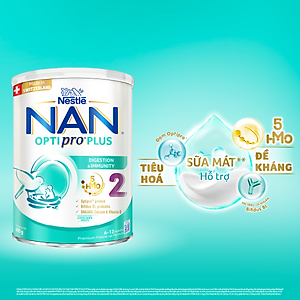 Sữa bột Nestlé NAN OPTIPRO PLUS 2 400g/lon với 5HMO Sản Xuất Tại Thụy Sĩ (6-12 tháng)