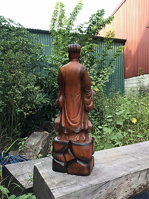 Tượng khổng minh gia cát lượng bằng gỗ hương làm mầu giả cổ kt 60×16×15cm