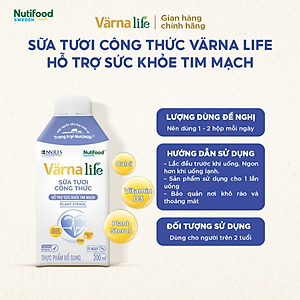 Thùng Thực phẩm bổ sung Värna Life sữa tươi công thức (Tím) (12 hộp x 200ml)
