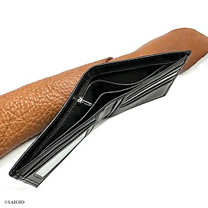 Ví Da Nam Mềm Mại MIDDLE LINE, Size Lớn, Da Bò Tự Nhiên 100%, Thiết Kế Nhiều Ngăn Để Giấy Tờ Tiện Dụng, Đơn Giản - Mỏng Nhẹ, Dáng Ngang - Gập 2, Ngăn Đựng Tiền Có Khóa Kéo - Hàng Chính Hãng SAIGIO