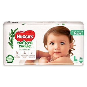 Tã Dán Siêu Cao Cấp Huggies Platinum Naturemade L54 (54 Miếng)