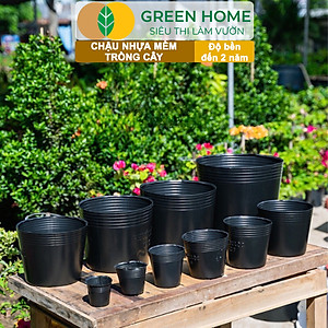 Chậu Trồng Cây Greenhome, nhiều kích thước, Nhựa Mềm, Dẻo, Nhẹ, Trồng Cây, Bầu Ươm Cây Giống, Độ Bền Đến 2 Năm