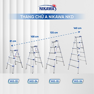 Thang Nhôm Gấp Chữ A , Siêu Nhẹ , chính hãng Nikawa,  NKD 3,4,5 bậc ( 75cm-125cm)