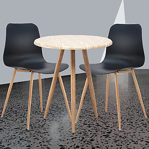 Bàn cafe - fastfood màu tự nhiên TE1512-06 bàn tiếp khách gỗ MDF Melamin chân thép sơn giả gỗ thiết kế 3 chân rất chắc chắn