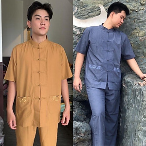 Đồ Lam Đi Chùa # Nam # Lãnh Tụ Thêu Túi Áo