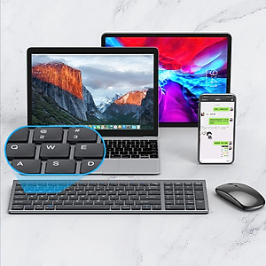 Bộ Bàn phím chuột không dây W619 - pin sạc - đa kết nối bluetooth 5.0 + 3.0 + Usb wireless 2.4g hàng nhập khẩu
