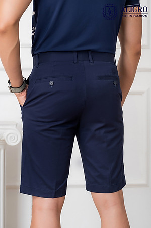 Quần short nam ALIGRO chất liệu kaki màu navy dáng basic trẻ trung năng động ALGQS1075