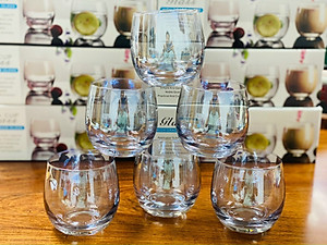 BỘ 6 CỐC THỦY TINH TRÒN CAO CẤP DÙNG UỐNG NƯỚC SANG TRỌNG - VD96