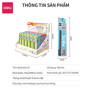 Ruột Bút Chì 0.5Mm Deli, Xanh Dương/Cam/Xanh Lục/Hồng - 2 Ống - E7003
