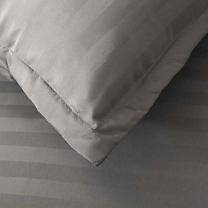 Bộ Ga Gối Cotton Kẻ 3F Lidaco Chuyên Dụng Cho Homestay, Khách Sạn - Xám