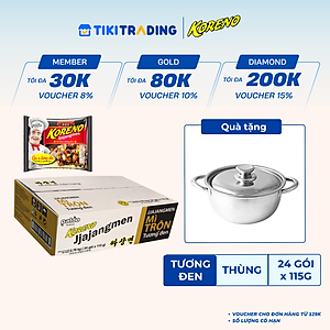 Thùng 24 Gói Mì Trộn Tương Đen Koreno Jjajangmen 115g