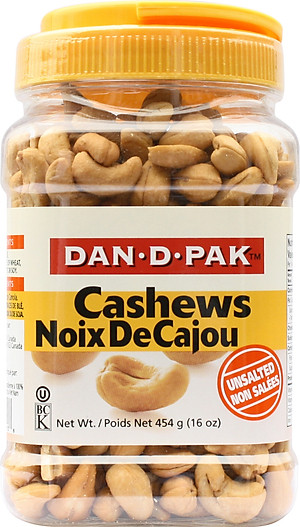 Hạt điều có muối, không muối, cay ăn vặt dinh dưỡng, giàu dưỡng chất 454g Dan D Pak