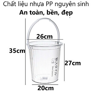 Xô trong 10L Hokori 5228, Xô đựng nước trong suốt, Xô đựng đá có quai xách trong suốt dày dặn Việt Nhật - Hàng Việt Nam