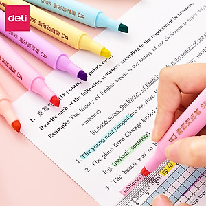 Set 6 Chiếc Bút Highlight Hai Đầu Bút Nhớ Dòng Đánh Dấu Dạ Quang Take Note Ghi Chú Deli - Bảng Màu Pastel Macaron - 33002 S605 S735 S134