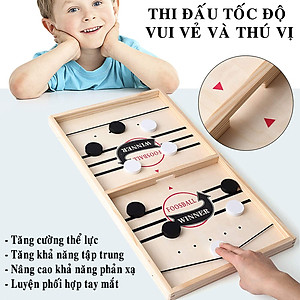 Bộ Bàn Đấu Cờ Búng Bắn Bi Xuyên Lỗ Đối Kháng Chính Hãng Dododios - Chọn Size - Foosball Winner, Sling Puck – Bộ Cờ Ice Hockey Bằng Gỗ Cao Cấp