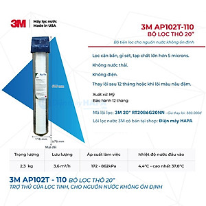 Bộ Lọc Thô 20 inch 3M AP102T-110 | CFS02T Cao Cấp Kèm Lõi 20" - Hàng Chính Hãng 3M, Nhập Khẩu Mỹ