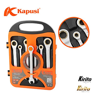 Bộ cờ lê vòng miệng tự động đảo chiều hãng KAPUSI TOOLS Nhật Bản 7 chi tiết mã k7732