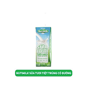 Thùng 48 Hộp NutiMilk Sữa tươi 100 điểm - Sữa tươi tiệt trùng Có đường 180ml TU.STCD180TI NUTIFOOD