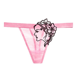 Quần lót nữ lọt khe thêu hình mặt người quyến rũ