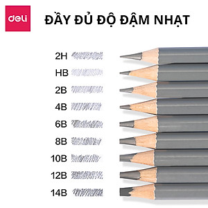 Combo 16 Bút Chì Phác Thảo Chuyên Nghiệp Deli dòng cao cấp NUsign - HB 2H 2B 4B 6B 8B 10B 12B 14B - Lõi Than Chì, Vẽ Mịn, Không Dễ Gãy - Vẽ Tranh, Họa Chân Dung