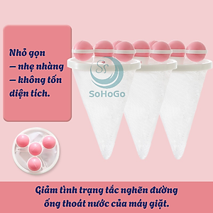 Bộ 2 Túi lọc rác máy giặt hình phễu kèm quả bóng -Lưới lọc rác – lông – sợi vải máy giặt -Dụng cụ lọc cặn bẩn quần áo khi giặt